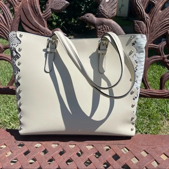 NWT Persaman NY Snake Embossed Leather Handbag Tote With Smaller Bag - Picture 10 of 14